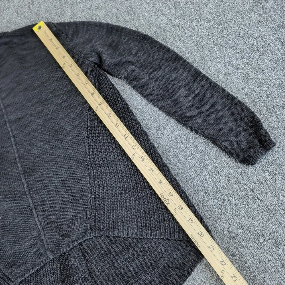Chico's Minimalist Open Front Cardigan Women 0 XS Black Ramie Blend Asymmetrical